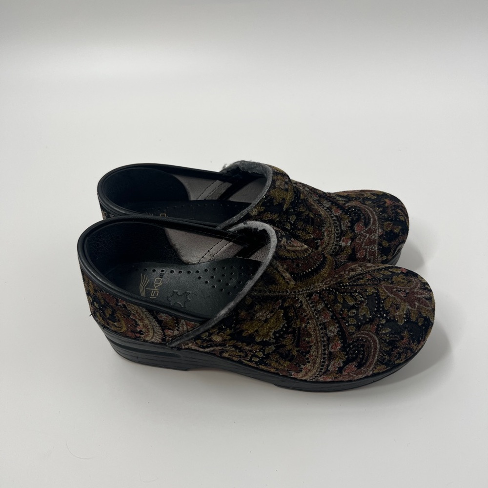 Dansko Paisley Tapestry Patterned Clogs Size 38